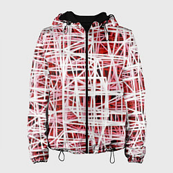 Куртка с капюшоном женская Хаотичный кубический каркас в красном тумане, цвет: 3D-черный