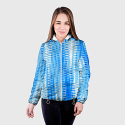 Куртка с капюшоном женская Бело-голубой полосатый, цвет: 3D-белый — фото 2