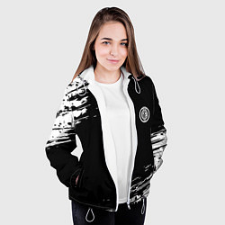 Куртка с капюшоном женская Inter абстрактные краски текстура, цвет: 3D-белый — фото 2