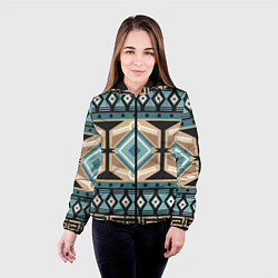 Куртка с капюшоном женская Этника в коричневом и синем, цвет: 3D-черный — фото 2