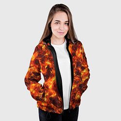Куртка с капюшоном женская Текстура элементаля огня, цвет: 3D-черный — фото 2