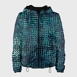 Куртка с капюшоном женская Сине-бирюзовый абстрактный, цвет: 3D-черный