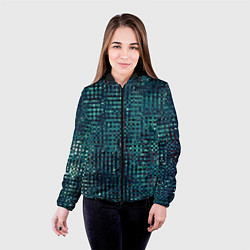 Куртка с капюшоном женская Сине-бирюзовый абстрактный, цвет: 3D-черный — фото 2