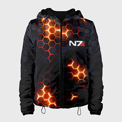 Куртка с капюшоном женская N7 mass effect logo, цвет: 3D-черный