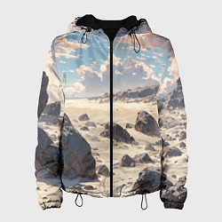 Куртка с капюшоном женская Аниме пляж, цвет: 3D-черный
