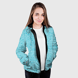 Куртка с капюшоном женская Бело-голубой полосы, цвет: 3D-черный — фото 2