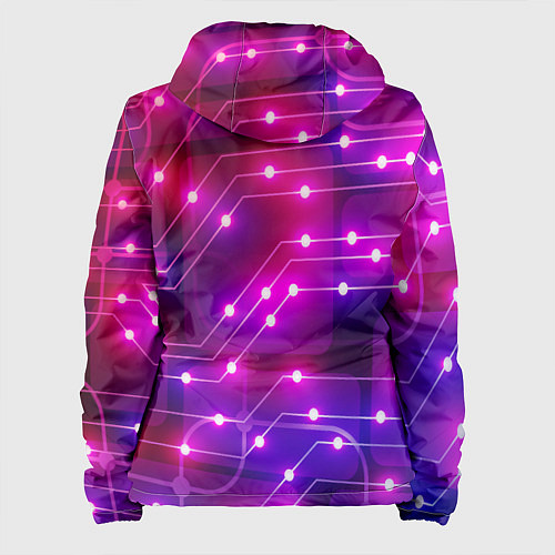 Женская куртка Неоновый фон печатной платы / 3D-Черный – фото 2