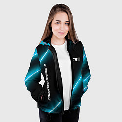 Куртка с капюшоном женская Counter Strike 2 неоновые лампы, цвет: 3D-черный — фото 2