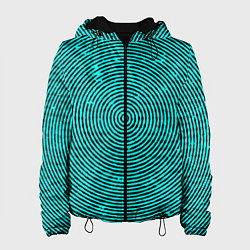 Куртка с капюшоном женская Гипнотический круг чёрно-голубой, цвет: 3D-черный