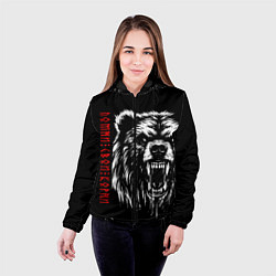 Куртка с капюшоном женская Медведь - помни свои корни, цвет: 3D-черный — фото 2
