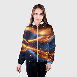 Куртка с капюшоном женская Блестящая лакшери текстура, цвет: 3D-белый — фото 2