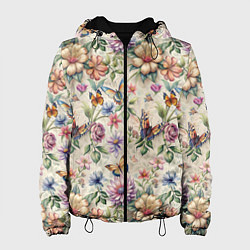 Женская куртка Летний узор с цветами и бабочками