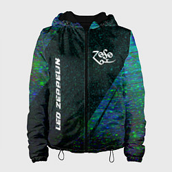 Куртка с капюшоном женская Led Zeppelin glitch blue, цвет: 3D-черный