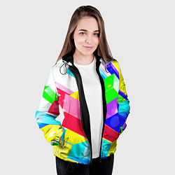 Куртка с капюшоном женская Цветные столбы, цвет: 3D-черный — фото 2