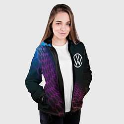 Куртка с капюшоном женская Volkswagen neon hexagon, цвет: 3D-черный — фото 2