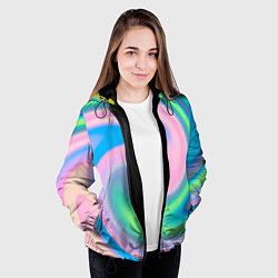 Куртка с капюшоном женская Абстракция спиральная, цвет: 3D-черный — фото 2