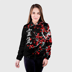 Куртка с капюшоном женская Цветы сакуры, цвет: 3D-черный — фото 2
