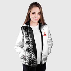 Куртка с капюшоном женская Митсубиси - следы от колес, цвет: 3D-черный — фото 2