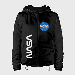 Куртка с капюшоном женская NASA logo usa space, цвет: 3D-черный