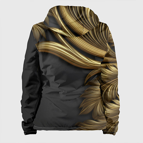 Женская куртка Золотые объемные листья на черном / 3D-Черный – фото 2