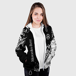 Куртка с капюшоном женская Мерседес: следы от шин, цвет: 3D-белый — фото 2