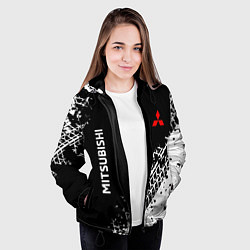 Куртка с капюшоном женская Митсубиши: следы от шин, цвет: 3D-черный — фото 2