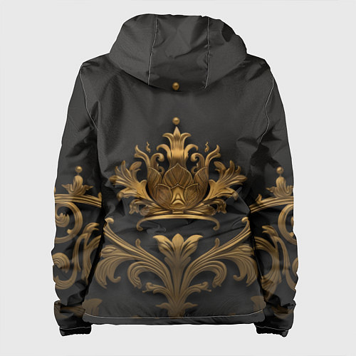 Женская куртка Объемная золотая корона с узорами / 3D-Черный – фото 2