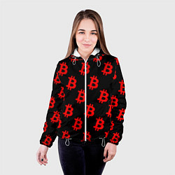 Куртка с капюшоном женская Bitcoin red logo money, цвет: 3D-белый — фото 2