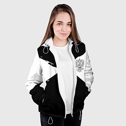 Куртка с капюшоном женская Герб рф абстрактные краски, цвет: 3D-белый — фото 2