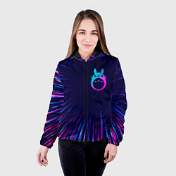 Куртка с капюшоном женская Totoro neon blast lines, цвет: 3D-черный — фото 2