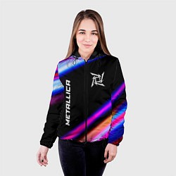 Куртка с капюшоном женская Metallica neon rock lights, цвет: 3D-черный — фото 2