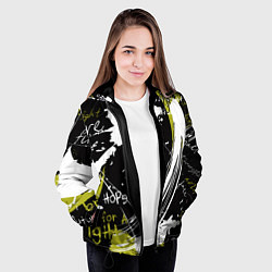 Куртка с капюшоном женская Надписи на стене, цвет: 3D-черный — фото 2