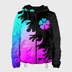 Куртка с капюшоном женская Black Clover неоновый огонь, цвет: 3D-черный