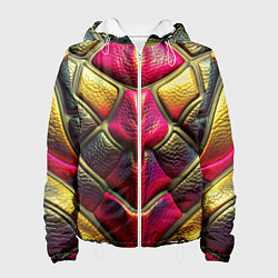 Куртка с капюшоном женская Объемная текстурная кожа, цвет: 3D-белый