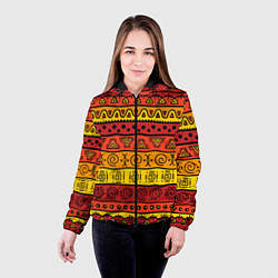 Куртка с капюшоном женская Африканские этнический орнамент, цвет: 3D-черный — фото 2