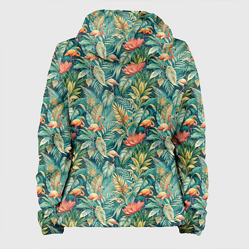 Женская куртка Тропический фламинго в цветах / 3D-Черный – фото 2