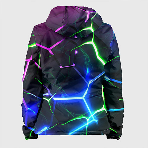 Женская куртка Микс из разломленных плит и неоновое свечения / 3D-Черный – фото 2