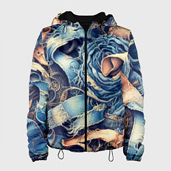 Куртка с капюшоном женская Джинсовая рванина - модный тренд, цвет: 3D-черный