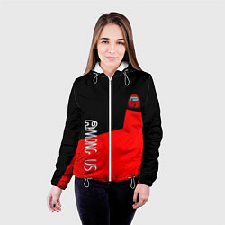 Куртка с капюшоном женская Амонг ас геометрия красный, цвет: 3D-белый — фото 2