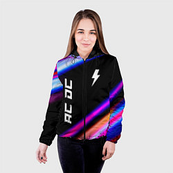 Куртка с капюшоном женская AC DC neon rock lights, цвет: 3D-черный — фото 2