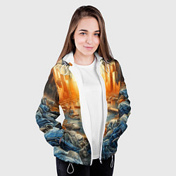 Куртка с капюшоном женская Нью-Йорк с джинсовыми берегами - нейросеть, цвет: 3D-белый — фото 2