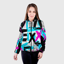 Куртка с капюшоном женская Маска гопника, цвет: 3D-черный — фото 2