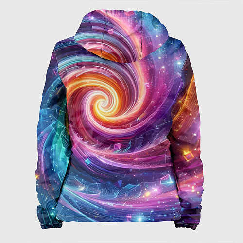 Женская куртка Космическая галактическая спираль - неоновое свече / 3D-Черный – фото 2