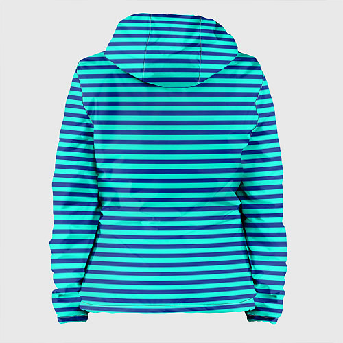 Женская куртка Сине-бирюзовый в полоску тельняшка / 3D-Черный – фото 2