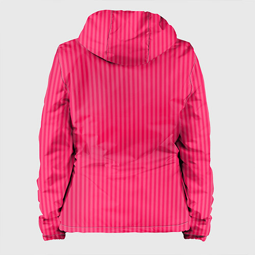 Женская куртка Ярко-розовый однотонный в полоску / 3D-Черный – фото 2