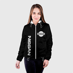 Куртка с капюшоном женская Nissan logo white auto, цвет: 3D-белый — фото 2