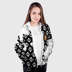 Куртка с капюшоном женская Bitcoin pattern binance, цвет: 3D-белый — фото 2