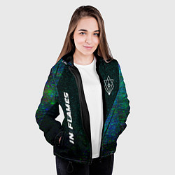 Куртка с капюшоном женская In Flames glitch blue, цвет: 3D-черный — фото 2