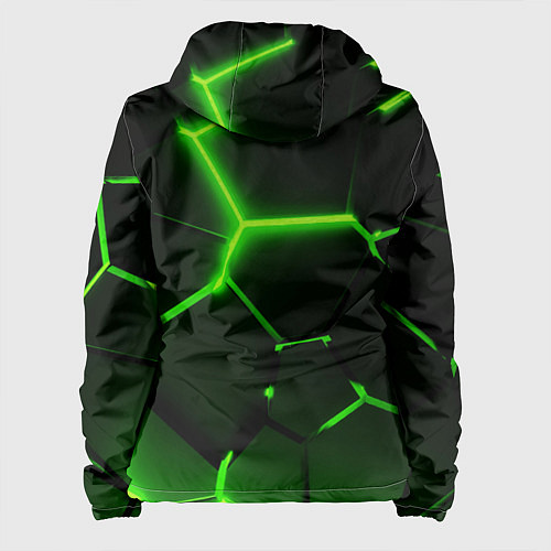 Женская куртка Темные зеленые неоновые плиты в разломе / 3D-Черный – фото 2