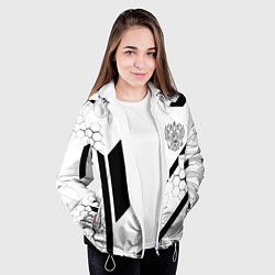 Куртка с капюшоном женская Герб Рф текстура геймер, цвет: 3D-белый — фото 2